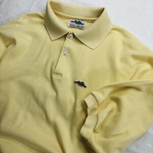 Vintage 80s Sears "Braggin' Dragon" yellow polo shirt 2XL Tall logo retro Pique